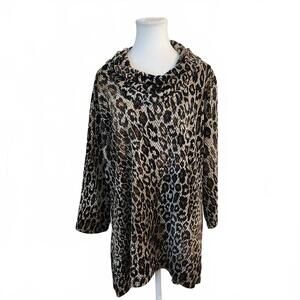 Ruby Rd. Woman Long Sleeve Animal Print Top Size 1X